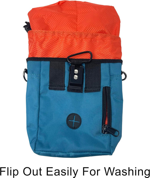 Jalousie Dog Training Pouch with Clicker and Water Bowl - 5 Ways to Wear, Built-in Poop Bag Dispenser