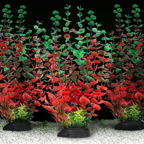 QUOZUO Aquarium Large Plants Decoration, Aquarium Decorations Artificial Plastic Plants, Dark Red Fish