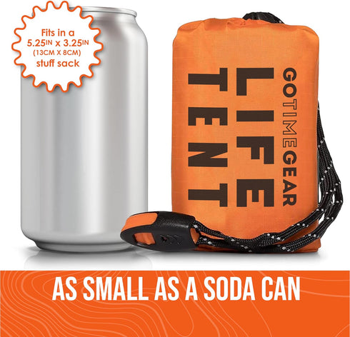 Go Time Gear Survival Life Tent for 2 Persons, Mylar Emergency Shelter Tube Tent with Paracord