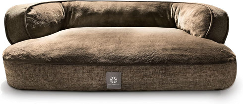 MICRODRY Soft Cozy Plush Dog Bed, Machine Washable, Self Warming for Medium to Large Dogs, 36x26x8 inches, Brown