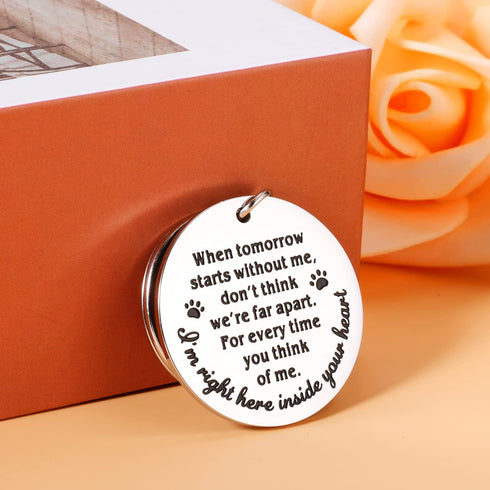 Pet Memorial Gifts When Tomorrow Starts Without Me Dog Cat Remembrance Keychain Loss of Dog Pup Puppy Sympathy Gifts for Men Women Pet Lover Owner Friends Rainbow Bridge Paw Print Presents