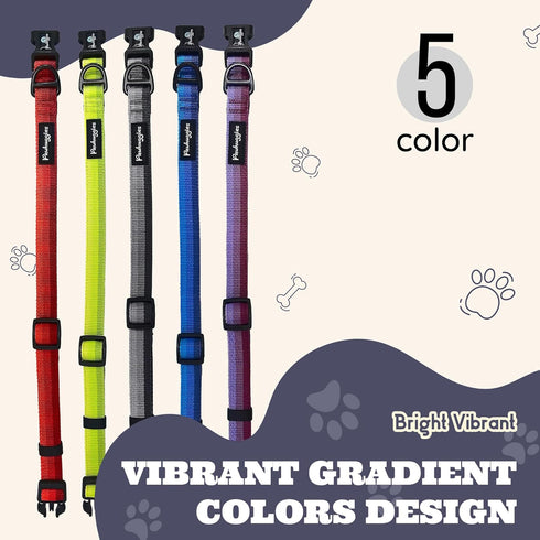 Gradient Color Dog Collar, Adjustable for Medium Dogs, Quick Release Buckle, Durable Breathable & Fade Resistant,