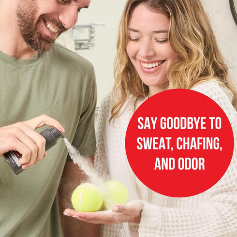 2.75 oz (2 Pack), Happy Nuts Comfort Powder Spray Deodorant For Men: Anti-Chafing Sweat Defense, Odor Control