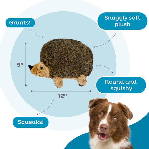 12" 8.5" 9" Outward Hound Hedgehogz Stuffed Dog Toy Soft Plush Hedgehog, Grunts & Squeaks, XL, x x