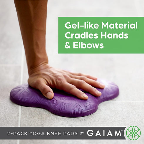 Gaiam Yoga Knee Pads (Set of 2) - Cushions for Knees and Elbows for Fitness, Travel, Meditation, Pilates, Purple