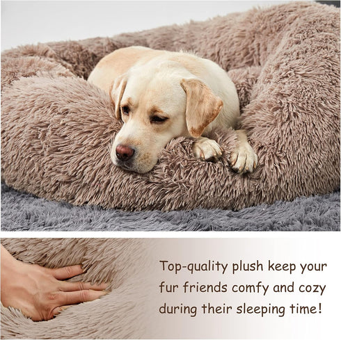 Washable Small Dog Round Bed, Comfy Donut Calming Cuddler Bed for Small Dogs