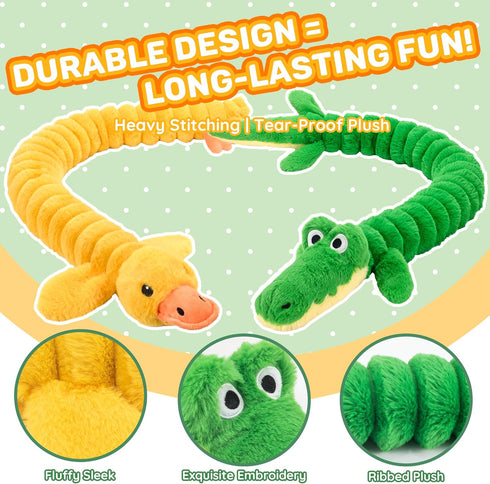 2-Pack 40 LECHONG Extra-Long Squeaky Dog Toys for Large Dogs, Soft Chew Plush Stuffed Animal Dogs Toy, Interactive