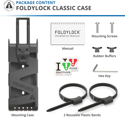 FoldyLock Classic Bike Lock Mount Carrying Case, Ultra Lightweight Bracket for Portable Secure Bicycle Accessory