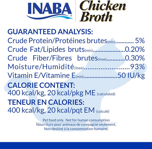 Inaba Chicken Broth, Shredded Chicken & Broth Side Dish/Topper for Cats, 1.76 Ounce Pouch, 8 Pouches