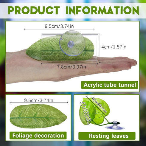 6 Pcs Betta Fish Acrylic Tube Tunnel Hollow Betta Fish Cave with Betta Fish Leaf Pad Betta Fish Tank Accessories for Aquarium Decor Fish Tank Accessories Decorations Shrimp Hideout Design Tube