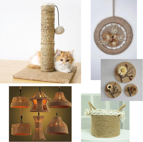 Natural Sisal Rope for Replacing Cat Scratching Post, 1/4 inch Diameter 164FT for Repairing or DIY Scratcher