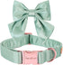 Unique Style Paws Silk Green Dog Collar, Adjustable Durable Collar with Bowtie for Medium Dogs