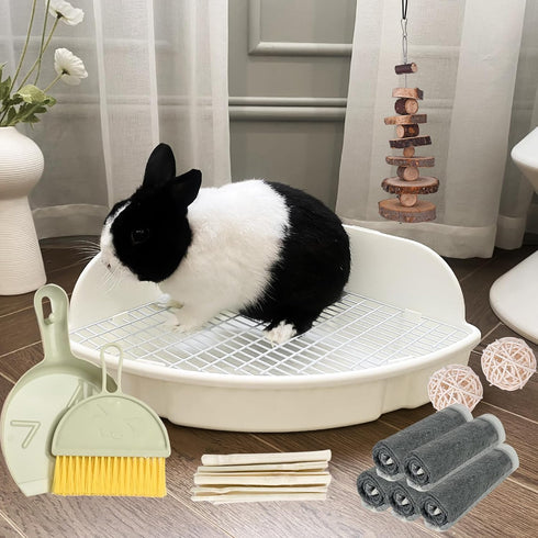RUBYHOME Chinchilla 20 13.2 6 Rabbit Litter Box Large Bunny Guinea Pig Corner Litter Box Potty Trainer Bigger Pet Pan