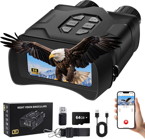 Derowern Night Vision Goggles - 5K Night Vision Binoculars for Adults, 10X Digital