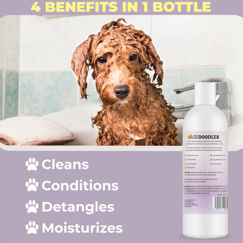 4-in-1 16OZ, Dog Shampoo Dog Shampoo, Conditioner & Detangler - Best Shampoo for Goldendoodles, Poodles & Doodles