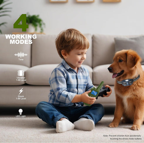 Dog Training Collar with Remote, 2600FT Range, 4 Training Modes Beep, Shake, Safe Shock, LED Light, Rechargeable IPX7