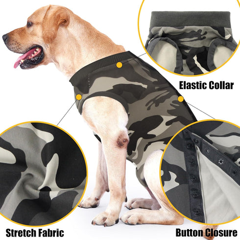 Dog Recovery Suit, Abdominal Wound Puppy Surgical Clothes, Post-Operative Vest, Camouflage