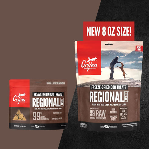 ORIJEN Grain Free High Protein Freeze Dried Dog Treats - Regional Red Recipe, 3.25oz Bag