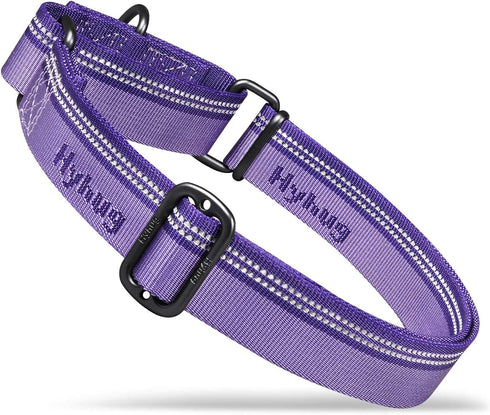 Hyhug Pets Reflective Dog Collar with Jacquard Weave Solid Color Nylon for Daily Walking and Training (Small, Ultra