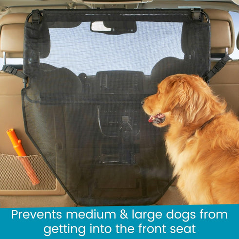 High Road Back Seat Barrier for Dogs - Car Divider for Dogs for Behind Front Seat - Padded Steel Frame with Heavy Duty