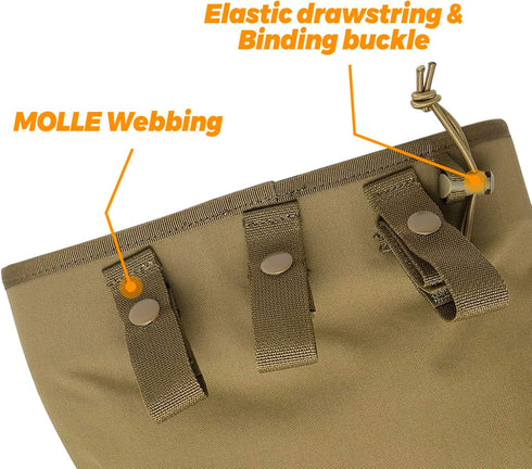Tactical Foraging Bag, Lightweight Molle Roll Up Dump Pouch, 500D Nylon Collection Mag Pouch for Hiking