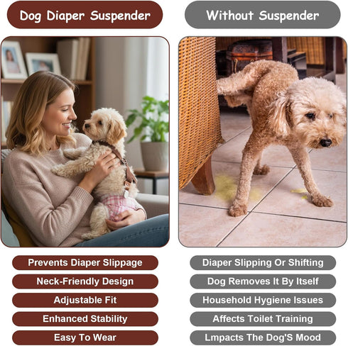 Elegaperma 2Pcs Dog Diaper Suspenders, Adjustable Dog Suspenders Male & Dogs Suspender For Diapers Female, Heart