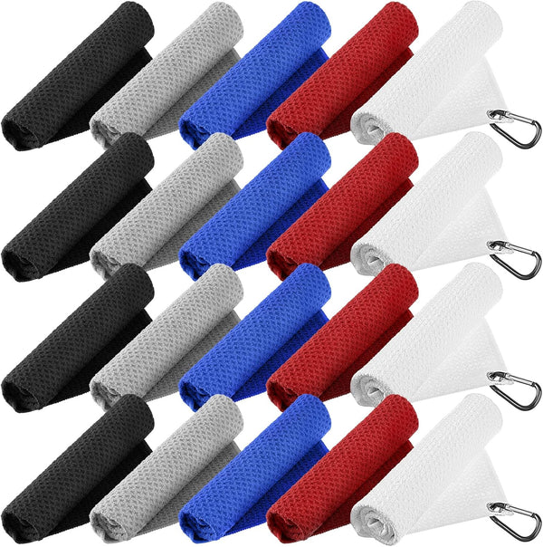 Waffle Pattern Golf Towel - Microfiber Golf Towel with Hooks Clips, Convenient Cleaning Accessories for Men and Women