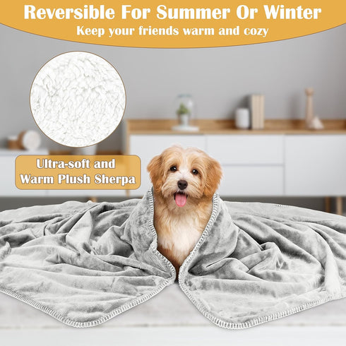Kritter Planet Waterproof Small Dog Blanket, Soft Washable Furniture Protector, Reversible Sherpa Fleece Couch Cover