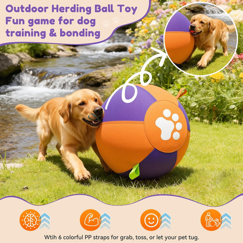 18" 60S Pet Deluxe Herding Ball for Large Dogs - Durable Interactive Herding Toy with Fast Pump in & Carry Handles