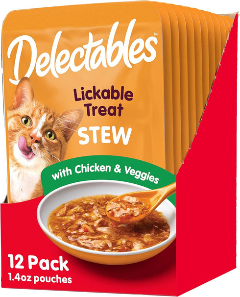 Hartz Delectables Stew Lickable Wet Cat Treats, Chicken & Veggies, 1.4 Ounce (Pack of 12)