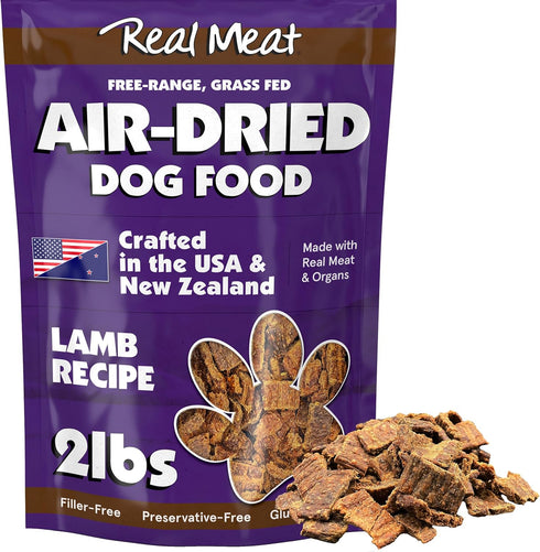 Real Meat Air Dried Dog Food w/Real Lamb - 2lb Bag, USA-Crafted Grain-Free, High Protein Lamb