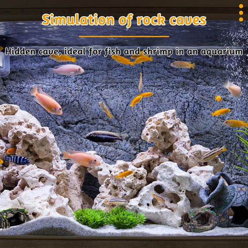 2 PCS Broken Barrel Aquarium Decorations, Caves Hide Hut Fish Tank Ornaments, Shipwreck Theme Accessories