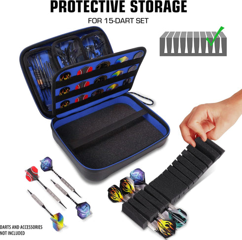 15 Set, USA Gear XL Semi Hard Shell Dart Case - Protective Case for Piece Dart Tips, Flights and Shafts, and more