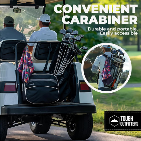Tough Outdoors Golf Towel (15"x 25") - Microfiber Golf Bag Towel with Clip for Men & Women