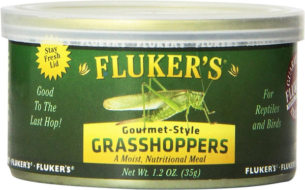 Fluker's Gourmet Canned Food for Reptiles, Fish, Birds, and Small Animals, Grass Hoppers, 1.2 oz