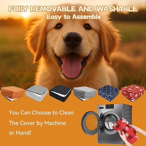 CABZOON 35lbs,Elevated 2 Christmas Dog Car Seat for Small/Medium Dogs Up to Cushion Fits in Front/Back Seat,Travel