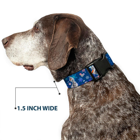 Buckle-Down Plastic Clip Collar, Frozen Olaf Poses, 1" Wide, Fits 11-17" Neck, Medium