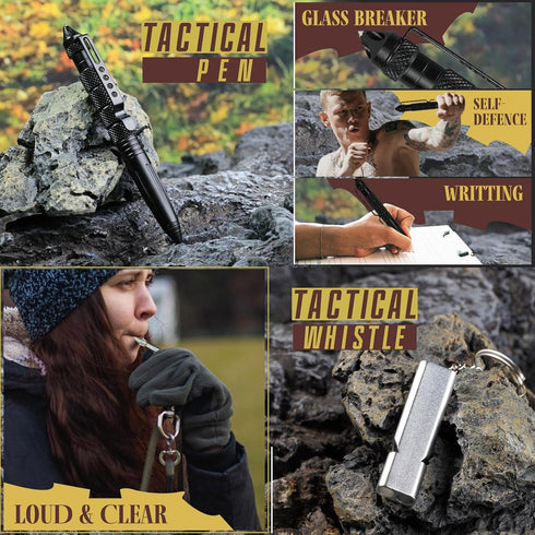 Gifts for Men Dad Husband Him, 14 in 1 Survival Kit, Emergency Gear, Cool Gadget for Hunting Fishing Camping