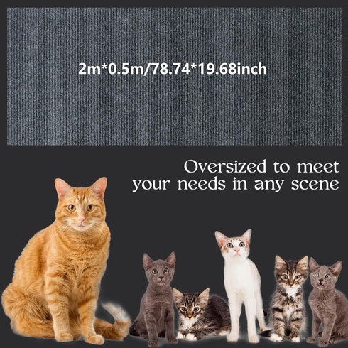 79 * 20 in Easy-Cut Cat Scratch Pads Mat, DIY Floor Protector for Doorway Porch, 6.56ft Cat Pad with Free Sticker