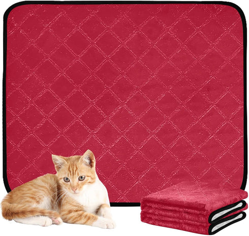 YEGAME Red Solid Color Washable Pee Pads for Dogs Cats, Reusable Puppy Pads Absorbent Non-Slip Waterproof Pet Training