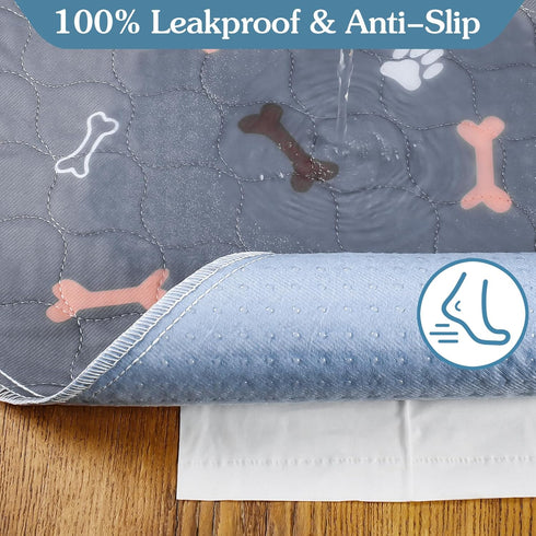 2 Pack 41"x41" Washable Pee Pads for Dogs, Reusable Puppy Pads, Waterproof Pet Training Pads, Non-Slip Fast Absorbent