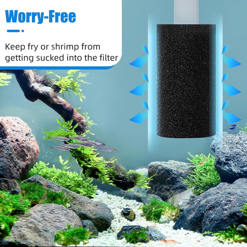 AQUANEAT 6-Pack Pre-Filter Sponge for Aquarium Shrimp Fry Fish Tank Filter 1” Intake Replacement Foam Cover