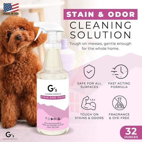 G's Cleaning Products 32 oz G's Cleaning Biodegradable Stain & Odor Remover Spray Pet Urine Enzyme Cleaner Pet Odor