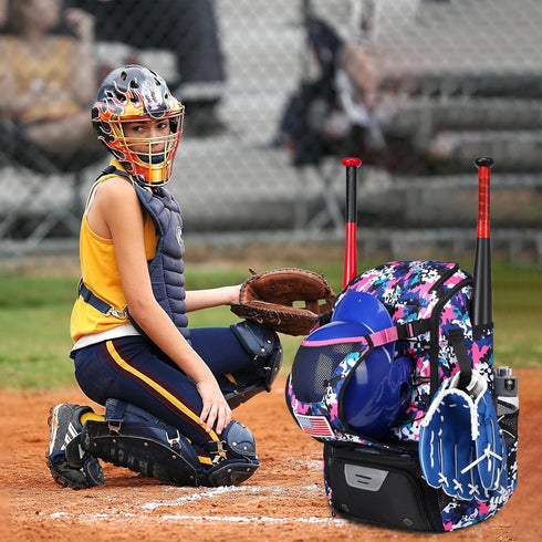 Softball Bag - Lightweight Baseball Bat Backpack with Fence Hook for Youth Adults