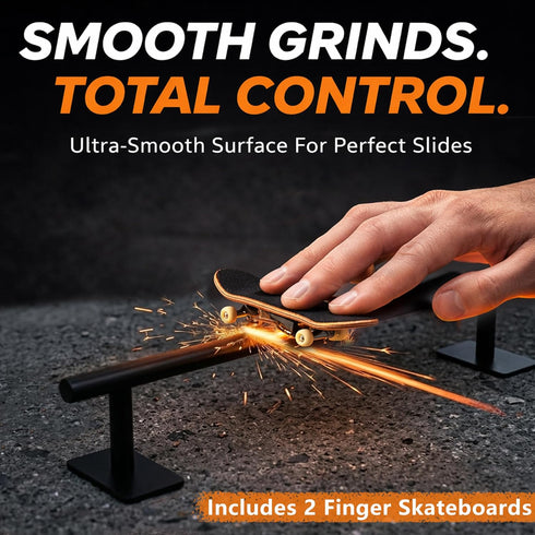 11" Setup Fingerboard Rail Metal Round Grind Rail Non-Slip Stable Base for Smooth Slides & Grinds Fingerboard Trick