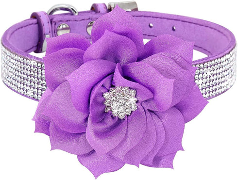 Rhinestone Dog Collar, Cute Dazzling Sparkling Soft Suede Leather Collar, Crystal Diamond Pet Dog Puppy Collar