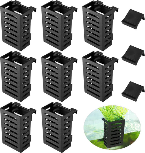 8 Pcs Aquarium Plant Holder, Hanging Planter with Different Size Holders for Aquatic Plants