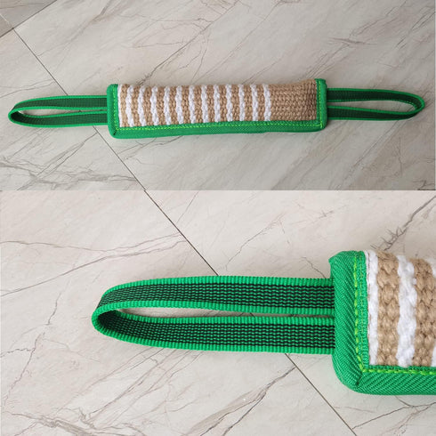 Durable Jute Dog Bite Pillow & Tug Toy, Hard Jute Fabric, Suitable for Medium to Large Dogs, Green