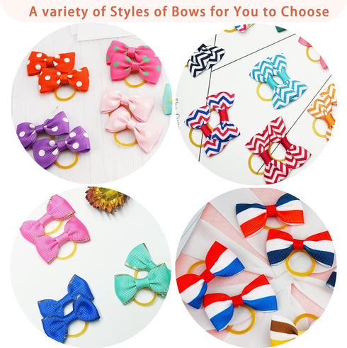 Yxiang 100PCS Dog Bows, Cute Yorkie Puppy Bows with Rubber Band, Pet Grooming Bows for Small Dogs - 50 Pairs