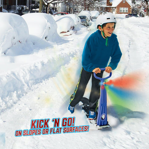 Geospace Winter Fun Ski Skate - Foldable Snow Scooter, Kids Snowboard with LED Light, Multi-Purpose Portable Sled